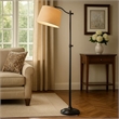 Pemberly Row 100 Watt Down Bridge Floor Lamp with Drum Shade in Black