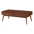 Pemberly Row 2-Drawer Wooden Coffee Table with Splayed Legs in Walnut Brown