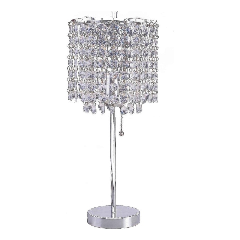 Pemberly Row Crystal Accented Table Lamp with Tubular Frame in Chrome