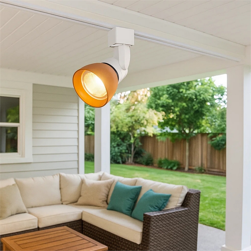 Pemberly Row 10W LED Track Fixture with Polycarbonate Head in Orange/White