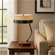 Pemberly Row Desk Lamp with USB Ports and Power Outlet Base in Beige/Black