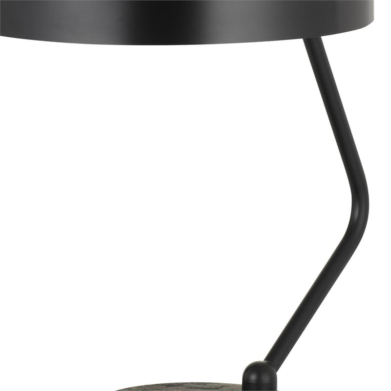 Pemberly Row Desk Lamp with USB Ports and Power Outlet Base in Beige/Black