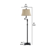 Pemberly Row Metal Floor Lamp with Swing Arm and Bell Shade in Beige/Black