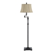 Pemberly Row Metal Floor Lamp with Swing Arm and Bell Shade in Beige/Black