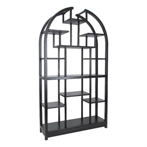 Pemberly Row Arched Display Unit with Multiple Shelves in Antique Black