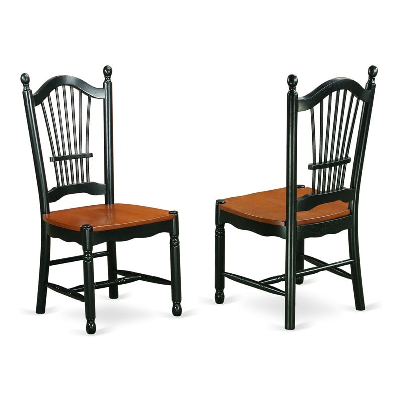 Pemberly Row Wood Dining Chairs in Black & Cherry Finish (Set of 2)