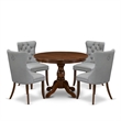 Pemberly Row 5-Piece Faux Leather Dining Set in Light Gray/Walnut