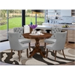 Pemberly Row 5-Piece Faux Leather Dining Set in Light Gray/Walnut