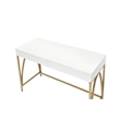 Pemberly Row Desk with 2 Drawers and Gold Metal Frame in White/Gold
