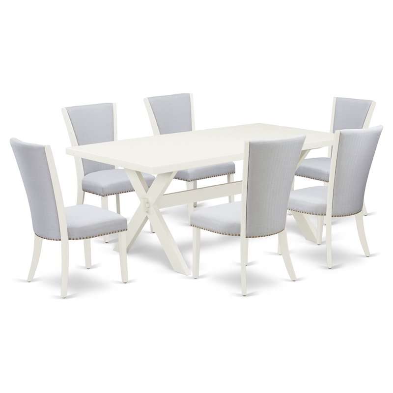 Pemberly Row 7-Piece Wood Dining Set with Linen White/Gray Finish