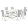 Pemberly Row 7-Piece Wood Dining Set with Linen White/Gray Finish