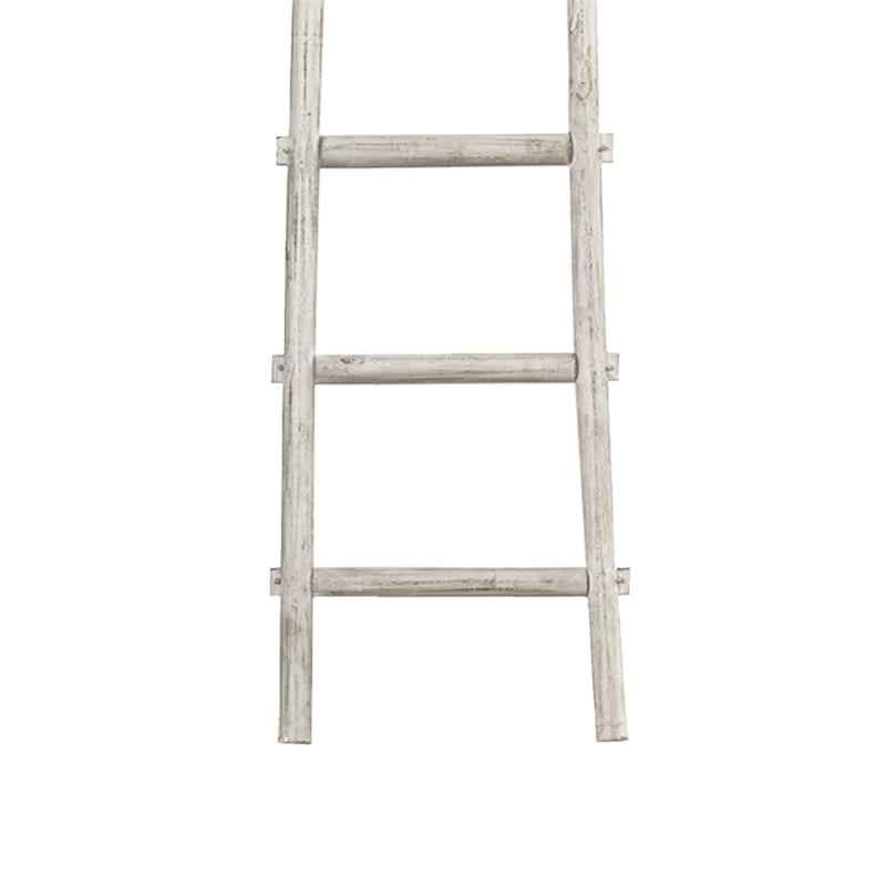 Pemberly Row Transitional Wooden Decorative Ladder with 6 Steps in White
