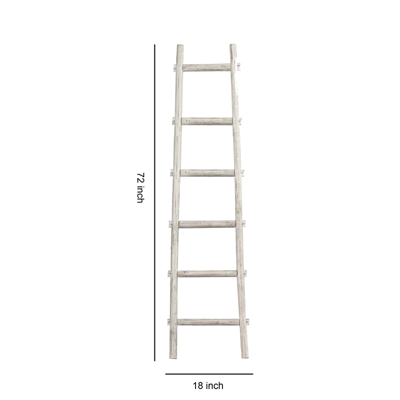 Pemberly Row Transitional Wooden Decorative Ladder with 6 Steps in White