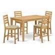 Pemberly Row 5-Piece Wood Dining Set with Counter Height Stools in Oak