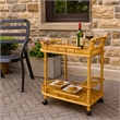 Pemberly Row 2-Tier Wine Table on Casters with Wine Rack in Oak Brown