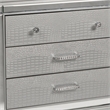 Pemberly Row 3-Drawer Nightstand with Mirror and Crystal Pulls in Gray