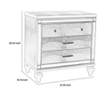 Pemberly Row 3-Drawer Nightstand with Mirror and Crystal Pulls in Gray