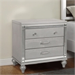 Pemberly Row 3-Drawer Nightstand with Mirror and Crystal Pulls in Gray