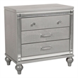 Pemberly Row 3-Drawer Nightstand with Mirror and Crystal Pulls in Gray