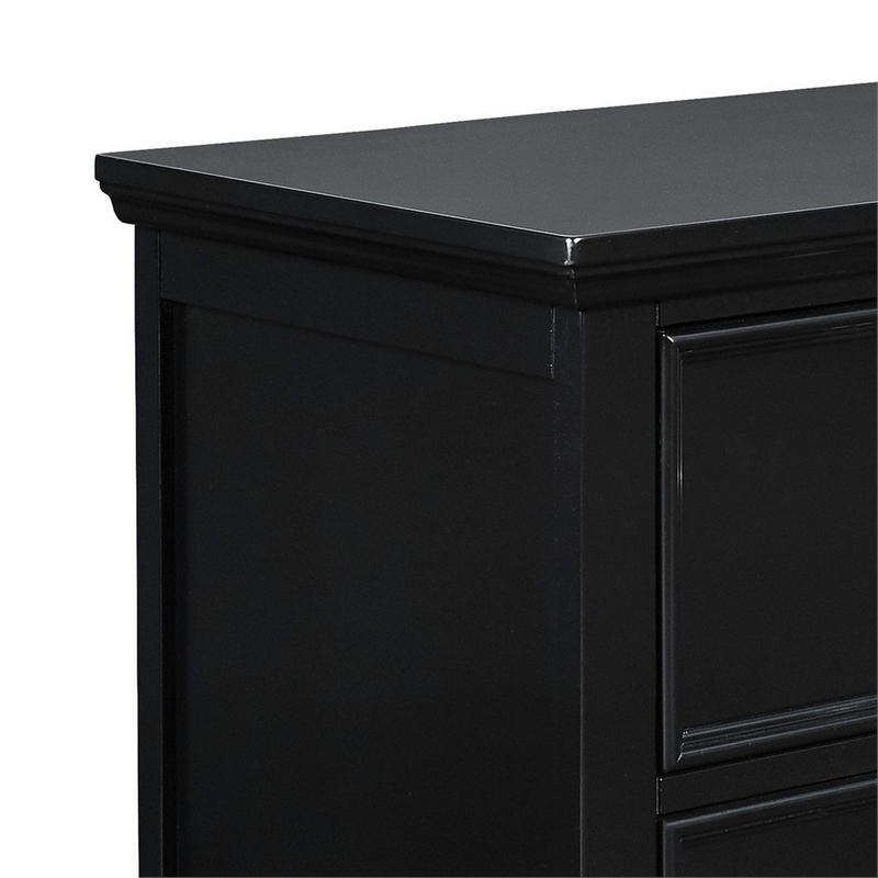 Pemberly Row Umi 2-Drawer Wooden Nightstand with Tapered Legs in Black