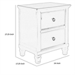 Pemberly Row Umi 2-Drawer Wooden Nightstand with Tapered Legs in Black