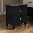 Pemberly Row Umi 2-Drawer Wooden Nightstand with Tapered Legs in Black