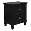 Pemberly Row Umi 2-Drawer Wooden Nightstand with Tapered Legs in Black