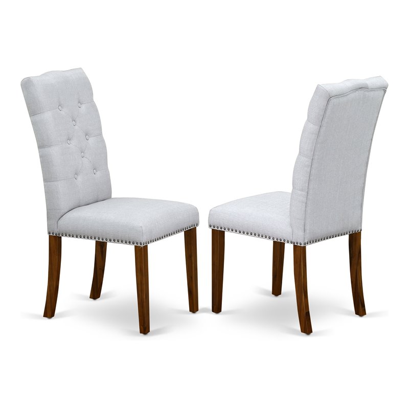 Pemberly Row Dining Chairs in Walnut with Gray Linen (Set of 2)