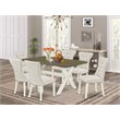 Pemberly Row 7-Piece Wood Dining Set with Parson Chairs in Doeskin Gray