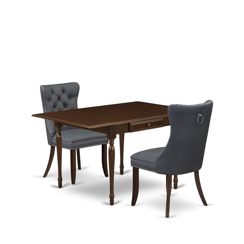 Pemberly Row 3-Piece Kitchen Table Set in Mahogany/Platinum Gray