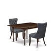 Pemberly Row 3-Piece Kitchen Table Set in Mahogany/Platinum Gray