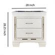 Pemberly Row 2-Drawer Nightstand with LED Light and Mirror Accents in White