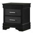 Pemberly Row 2-Drawer Nightstand with Studded Accent Pulls in Black