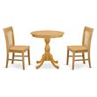 Pemberly Row 3-Piece Dining Set with Pedestal Table and Chairs in Oak
