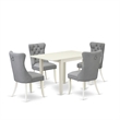 Pemberly Row 5-Piece Wooden Dining Set in Linen White and Light Gray