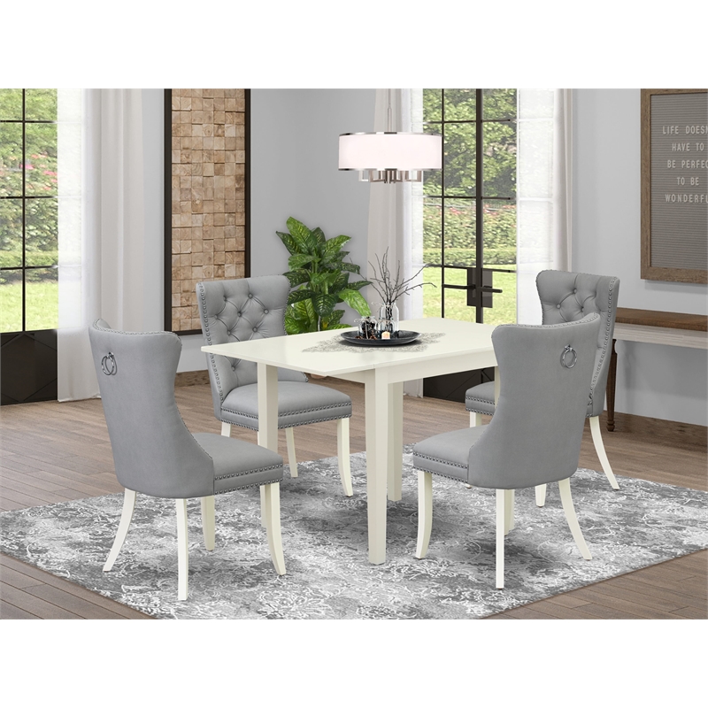 Pemberly Row 5-Piece Wooden Dining Set in Linen White and Light Gray