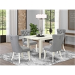 Pemberly Row 5-Piece Wooden Dining Set in Linen White and Light Gray