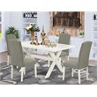 Pemberly Row 5-Piece Dining Set with Linen White & Dark Shitake Finish