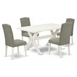 Pemberly Row 5-Piece Dining Set with Linen White & Dark Shitake Finish