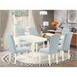 Pemberly Row 7-Piece Wood Dining Set in Linen White/Baby Blue