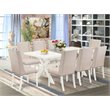 Pemberly Row 9-Piece Traditional Dining Set with Parson Chairs in Cream