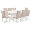 Pemberly Row 9-Piece Traditional Dining Set with Parson Chairs in Cream
