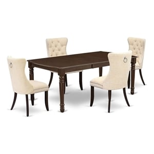 Pemberly Row 5-Piece Kitchen Table Set in Mahogany/Light Beige