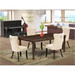 Pemberly Row 5-Piece Kitchen Table Set in Mahogany/Light Beige