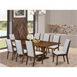 Pemberly Row 9-Piece Wood Dining Set in Antique Walnut Finish