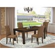 Pemberly Row 5-Piece Wood Dining Set with Parson Chairs in Jacobean