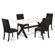 Pemberly Row 5-Piece Dining Set with Black Finish and Parson Chairs