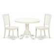 Pemberly Row 3-Piece Dining Set with Slatted Back Chairs in Linen White