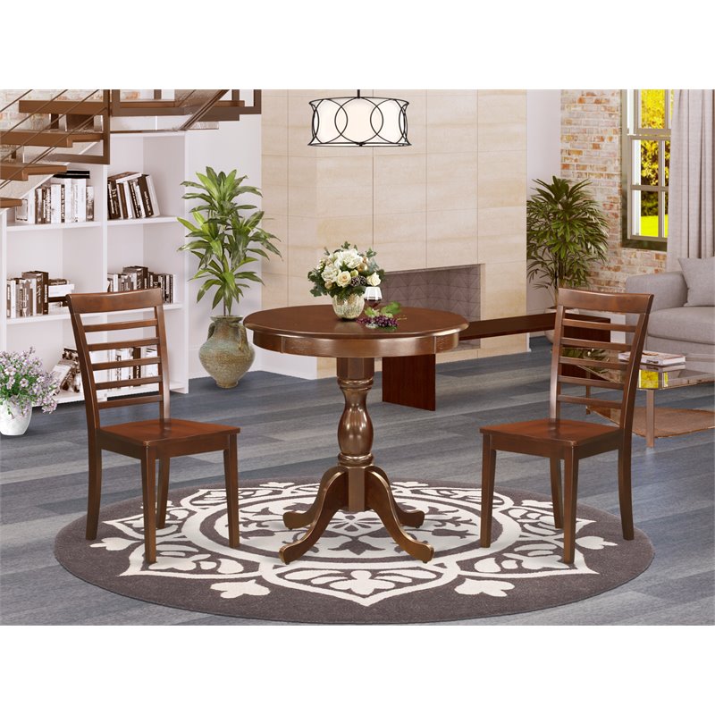 Pemberly Row 3-Piece Wooden Dining Table Set with 2 Chairs in Mahogany