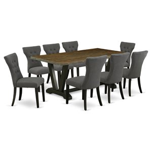 Pemberly Row 9-Piece Wood Dining Set in Dark Gotham Gray Finish